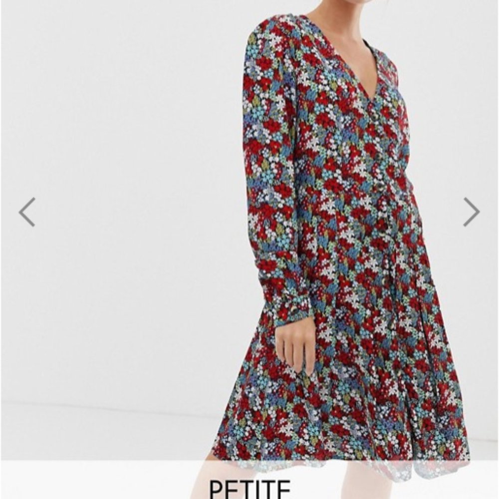 Y.A.S Petite Bright Ditsy Floral Tiered Dress -NWT